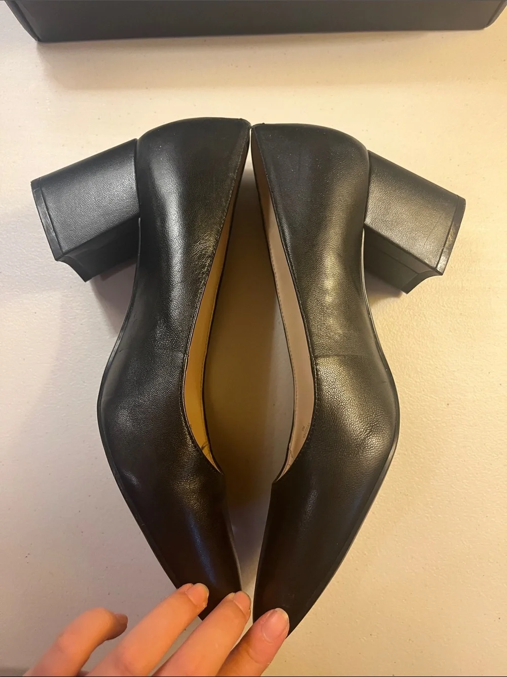 Nine West Black Pointed Block Heel Pumps